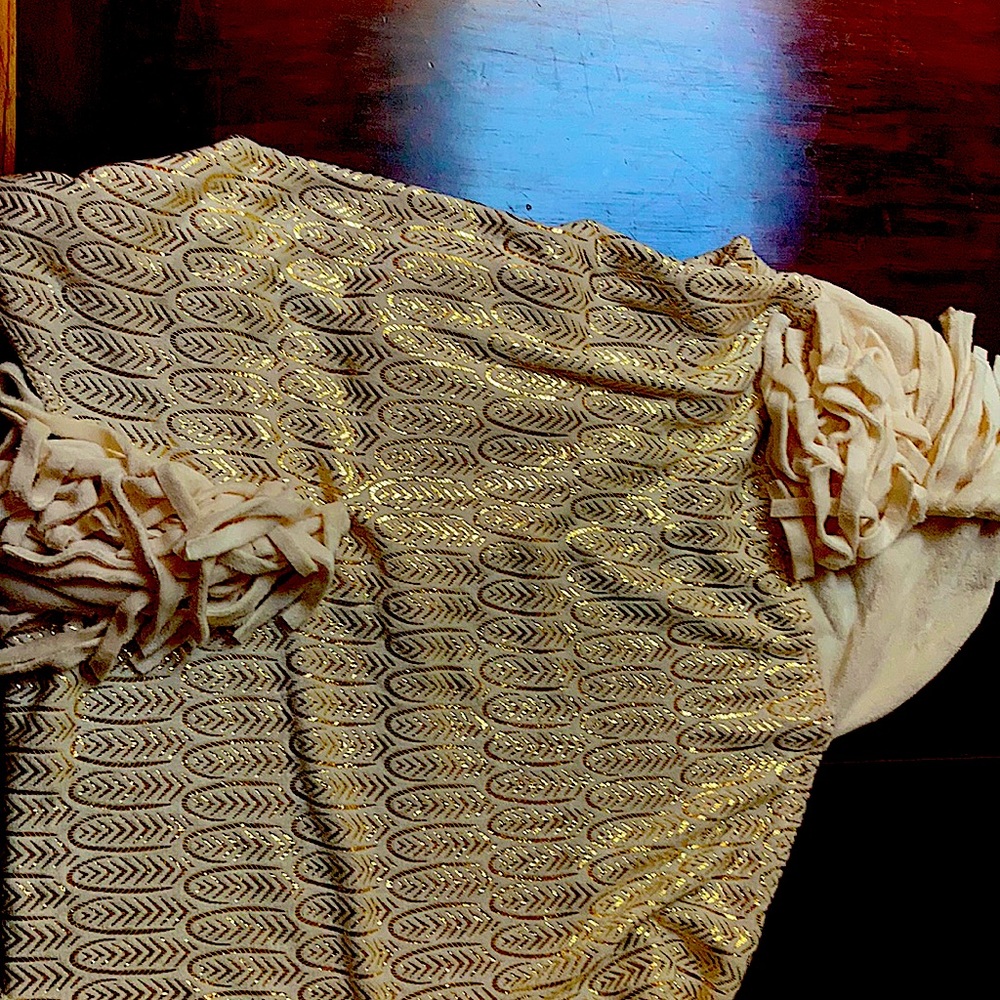 beige with gold leaves Unicorn blanket